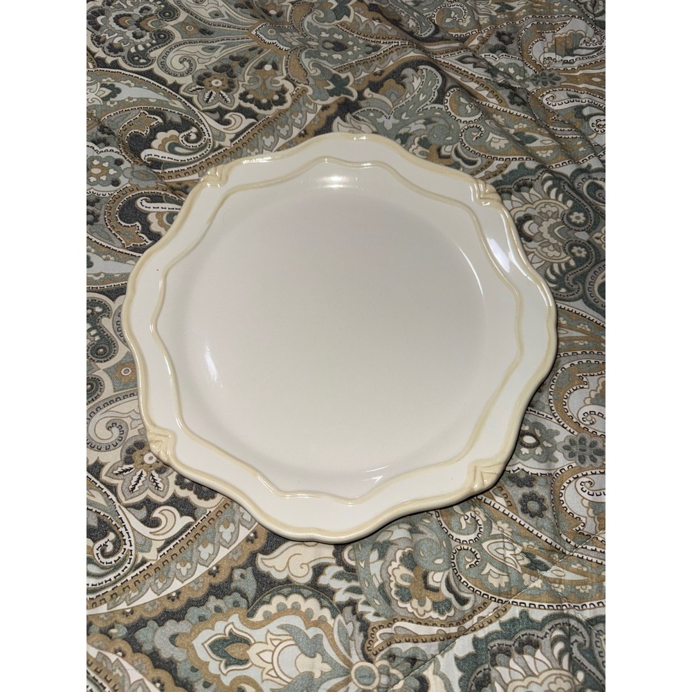Princess House Pavilion Dinner Plate Cream Scalloped Stoneware 11 Inch 3211